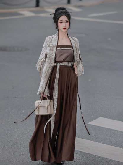 Song Dynasty Modern Hanfu Camisole with Shorts or Wide Leg Pants - Inkstone 砚秋 (Preorder)