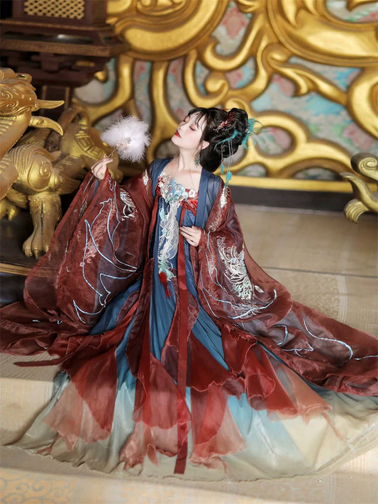 Fengpan Golden Thread 凤盘金缕 - Tang Dynasty Style Qixiong Ruqun (Preorder)