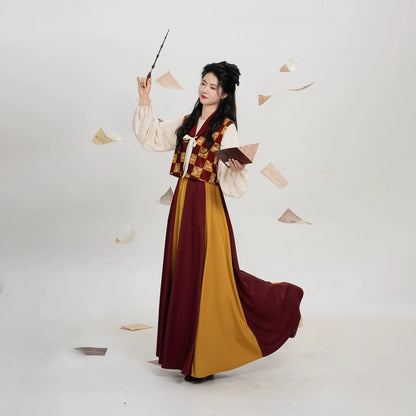 Tang Dynasty Modern Hanfu Set with Beizi Overlay & Flowing Eight-Panel Skirt - Xiachi 夏炽 (Preorder)