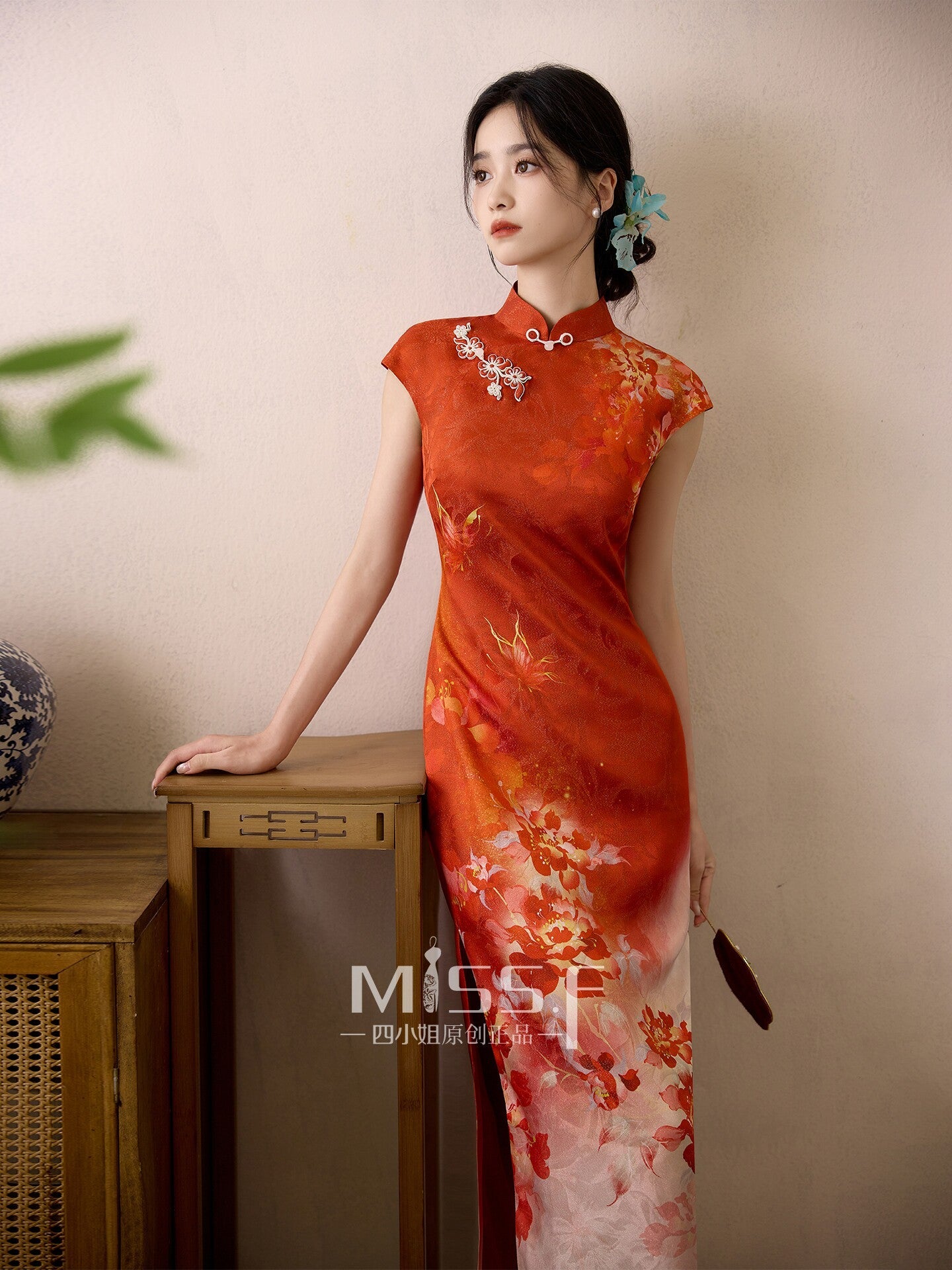 Chinese Wedding Engagement & Tea Ceremony Short Sleeve Cheongsam | Hongluan