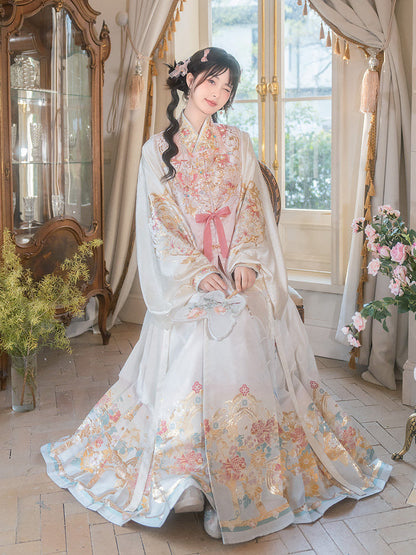 Ming Dynasty Spring Hanfu Set with Pipa Sleeve Bijia & Mamian Skirt | Order of Spring Blossoms 春日花序