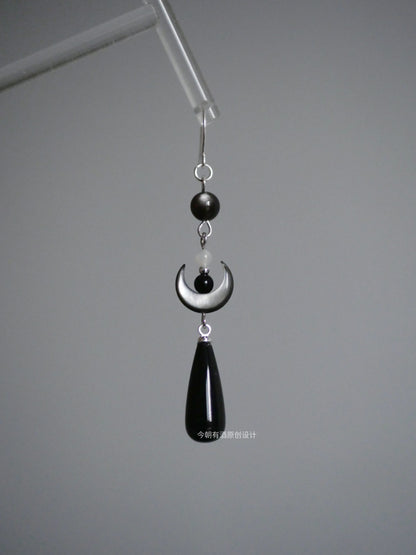 Dark Crescent Earrings | Hanfu Jewelry