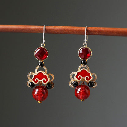 Auspicious Ruby Clouds Earrings | Cheongsam Jewelry