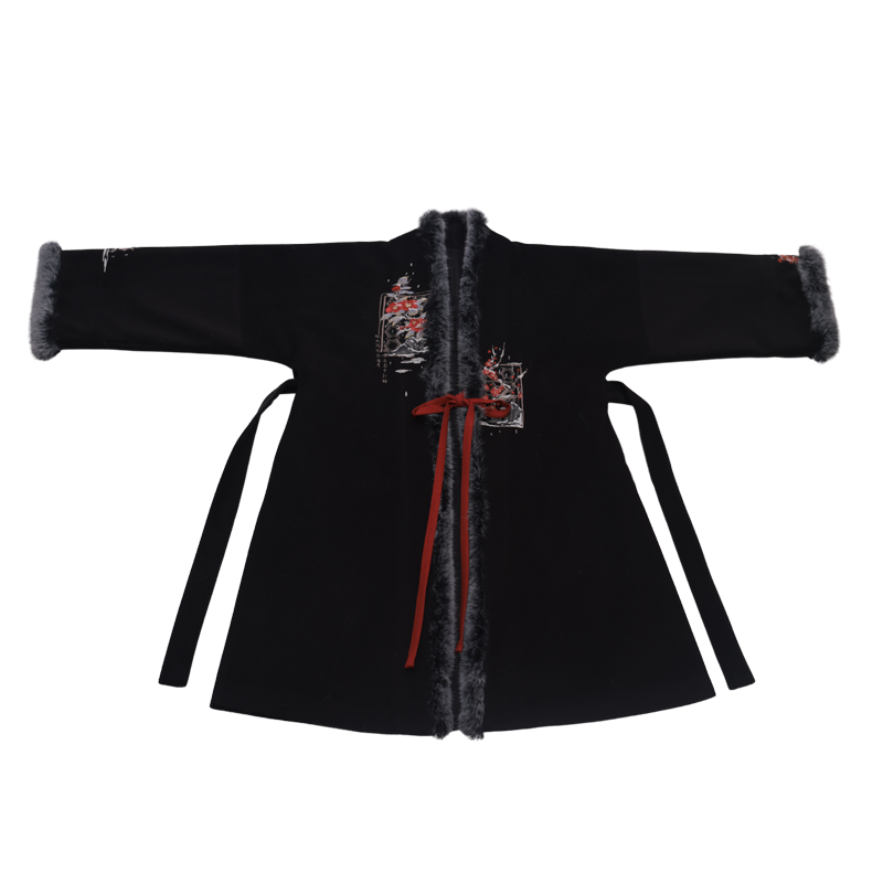 Song Dynasty Modern Hanfu Velvet Robe and Wrap Skirt - Guest Amidst the Snow 雪中客 (Preorder)