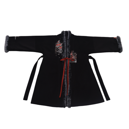 Song Dynasty Modern Hanfu Velvet Robe and Wrap Skirt - Guest Amidst the Snow 雪中客 (Preorder)