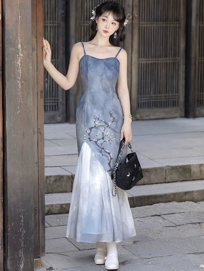 White Plum - New Chinese Style Modern Cheongsam Dress