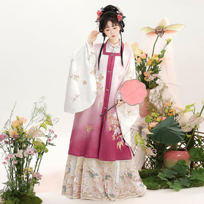 Ming Dynasty Square Collar Vest & Printed Mamian Skirt | Paper Kite 纸鸢