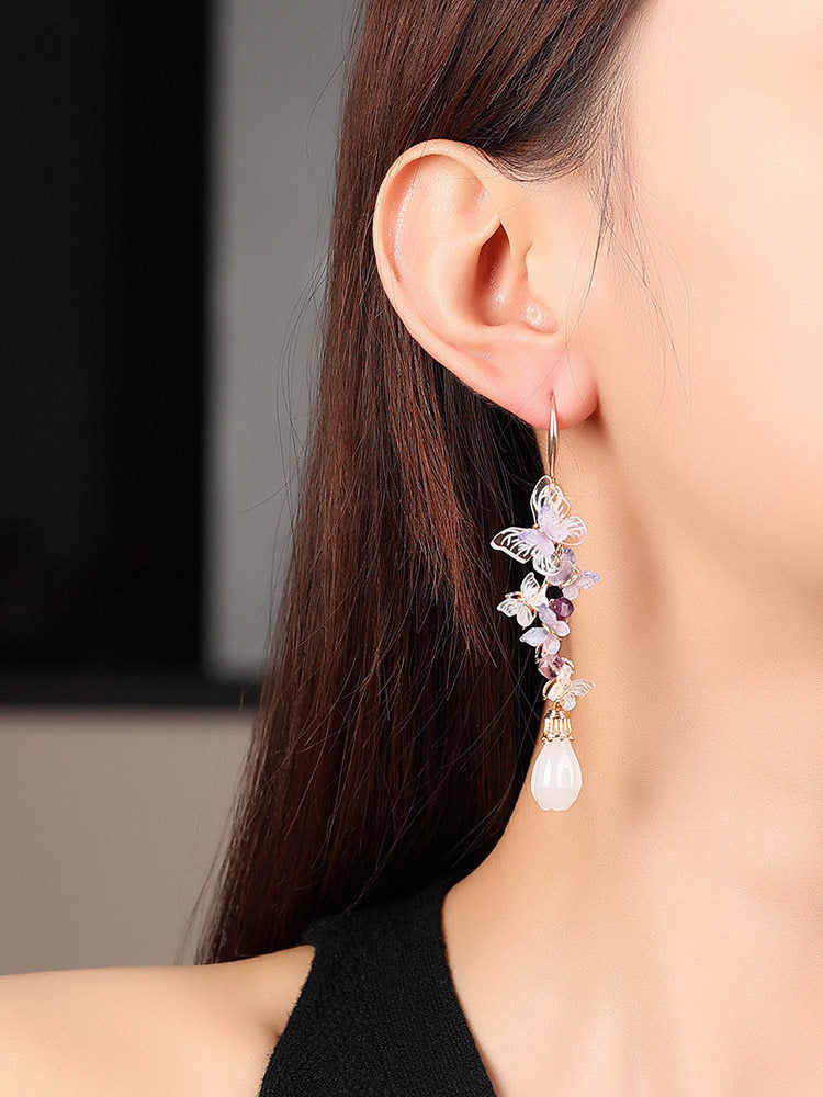 Amethyst Butterfly Drop Earrings | Cheongsam Jewelry