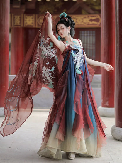 Fengpan Golden Thread 凤盘金缕 - Tang Dynasty Style Qixiong Ruqun (Preorder)