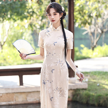 Short Sleeve Long Cheongsam | First Spring
