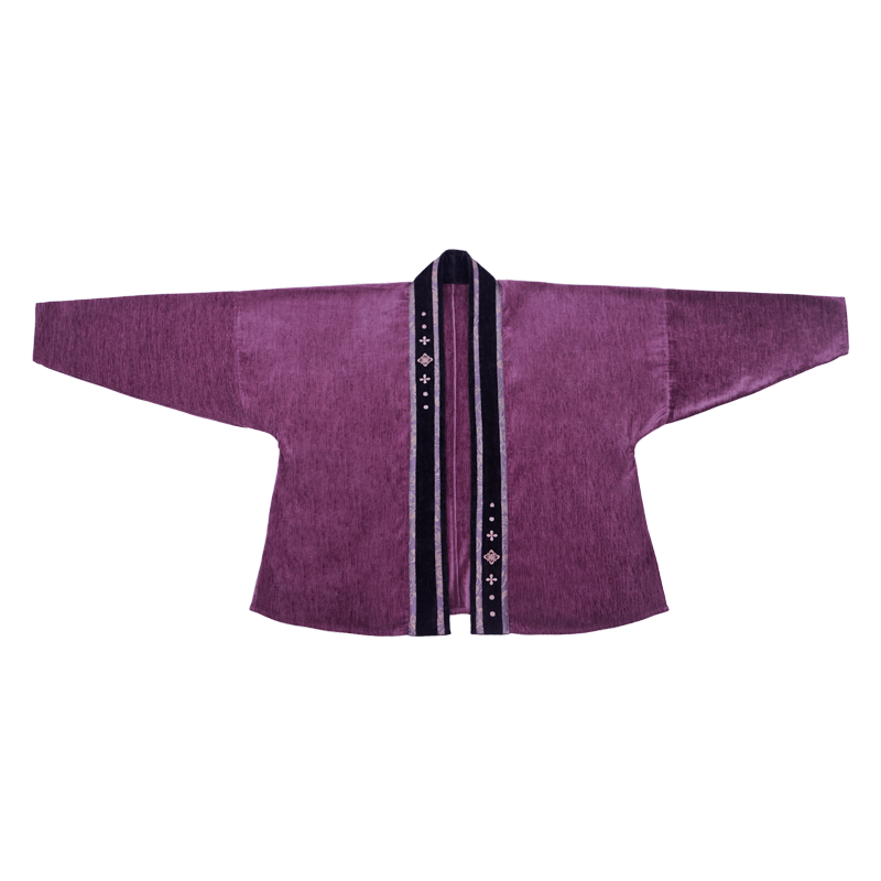 Song Dynasty Modern Hanfu Winged Sleeve Top and Spiral Skirt - Twilight Purple 暮山紫 (Preorder)