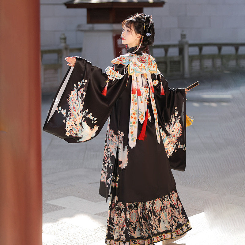 Ming Dynasty Hanfu Set with Embroidered Cloud Collar & Mamian Skirt | Fengxi 凤溪