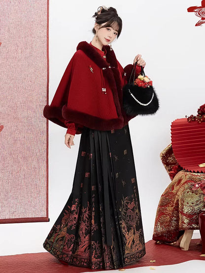 Mystical | Modern Ming Dynasty Cloak and Mamianqun Skirt Hanfu Set