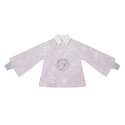 Ming Dynasty Modern Hanfu Brocade Mamian Skirt & Faux Two-Piece Chinese Style Top 雪霁逢春
