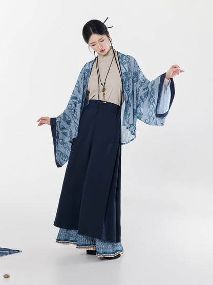 Wang Yun Shan | Modern Chinese Pleated Jacket and Wide Leg Pants Set