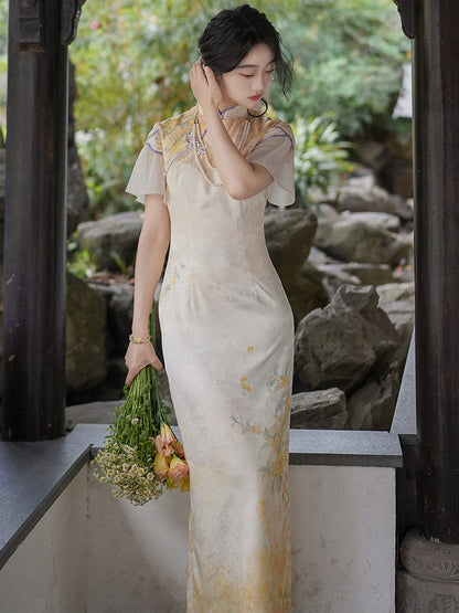 Flair Sleeve Long Cheongsam | Guilin