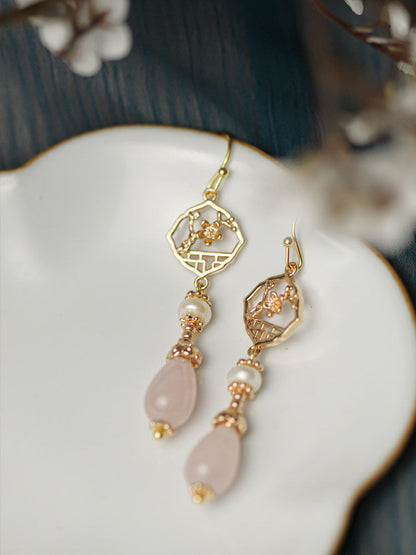 Retro Pearl Powder Earrings | Hanfu Jewelry