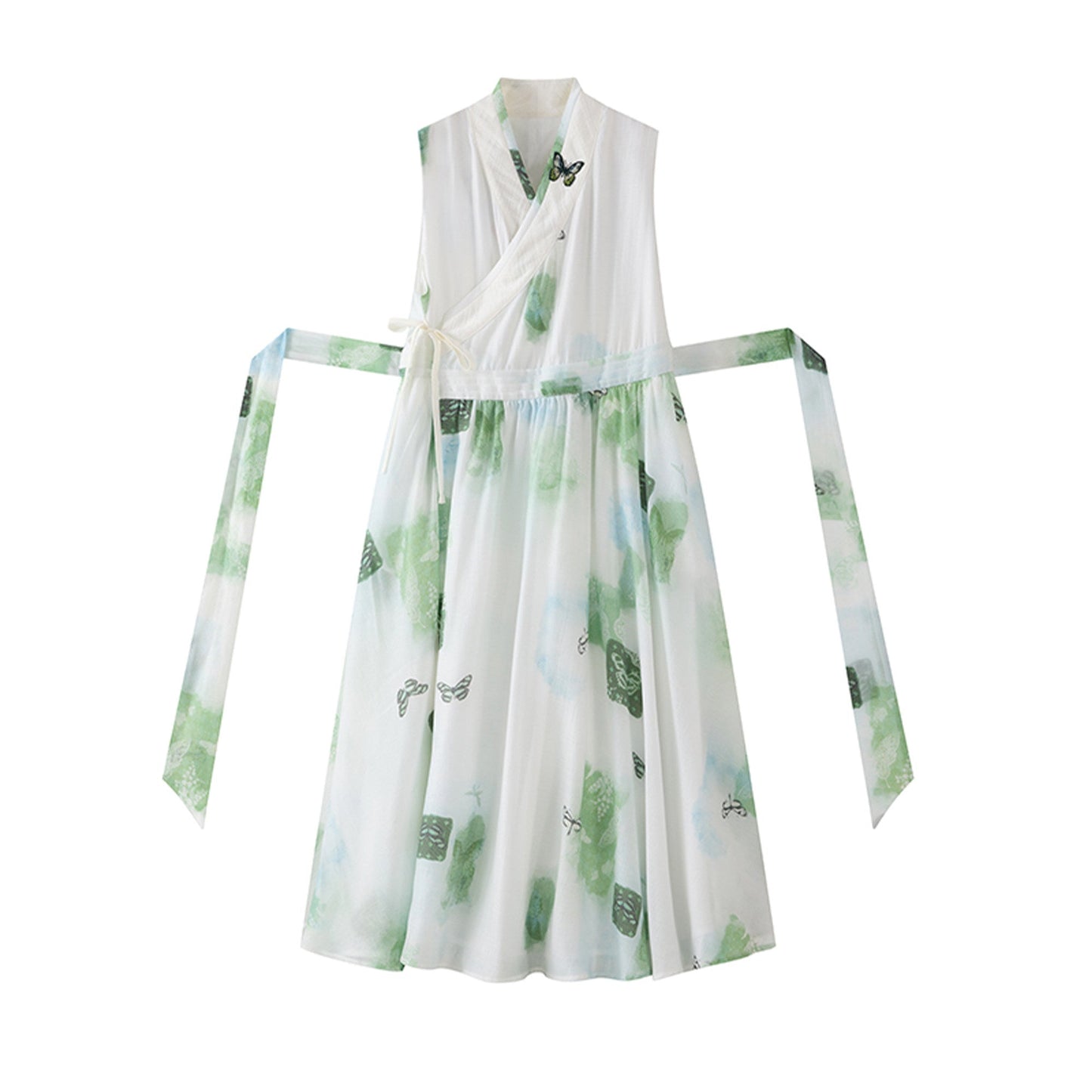 Modern Hanfu Embroidered Top & Dress Two-Piece Set 釉下春