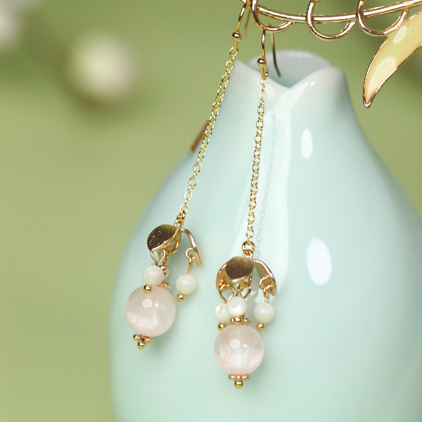 Pink Beaded Long Earrings | Hanfu Jewelry