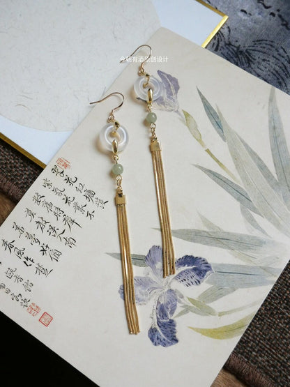 Golden Jade Branches Earrings | Hanfu Jewelry