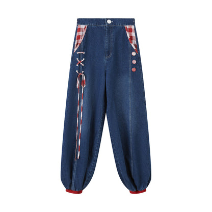 Modern Hanfu Denim Jacket, Trousers & Chinese Style Denim Skirt 苹果园