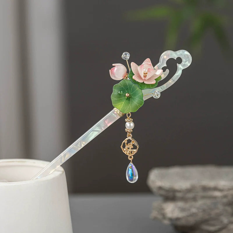 Glazed Lotus Hair Stick | Ancient Chinese Hair Accessory