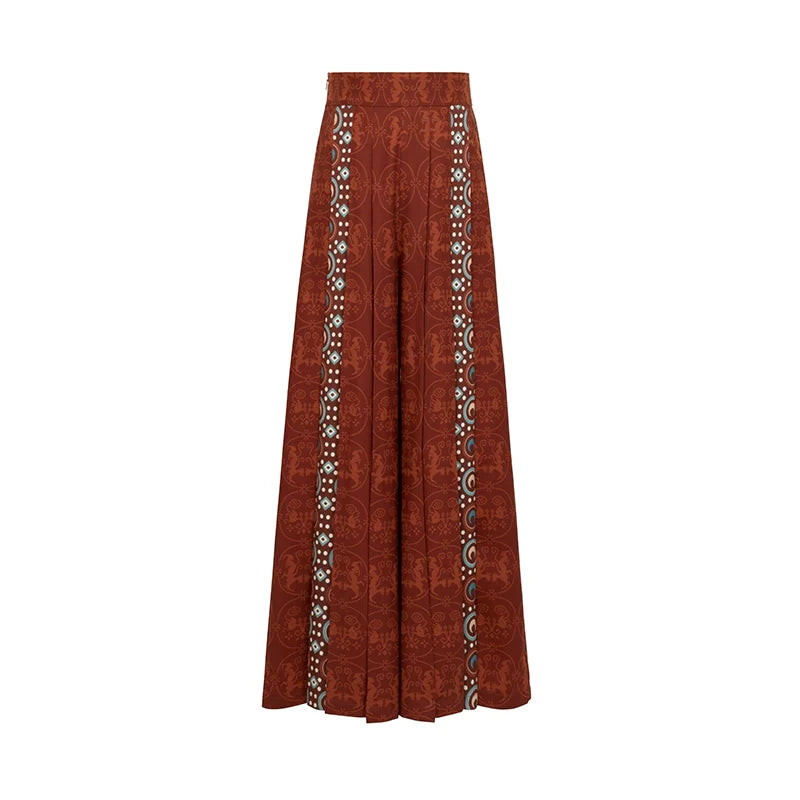 Jin Dynasty Dunhuang Style Women Hanfu Cross Collar Top, Curved Collar Top & Wide Leg Pants - Wall View 壁相观 (Preorder)