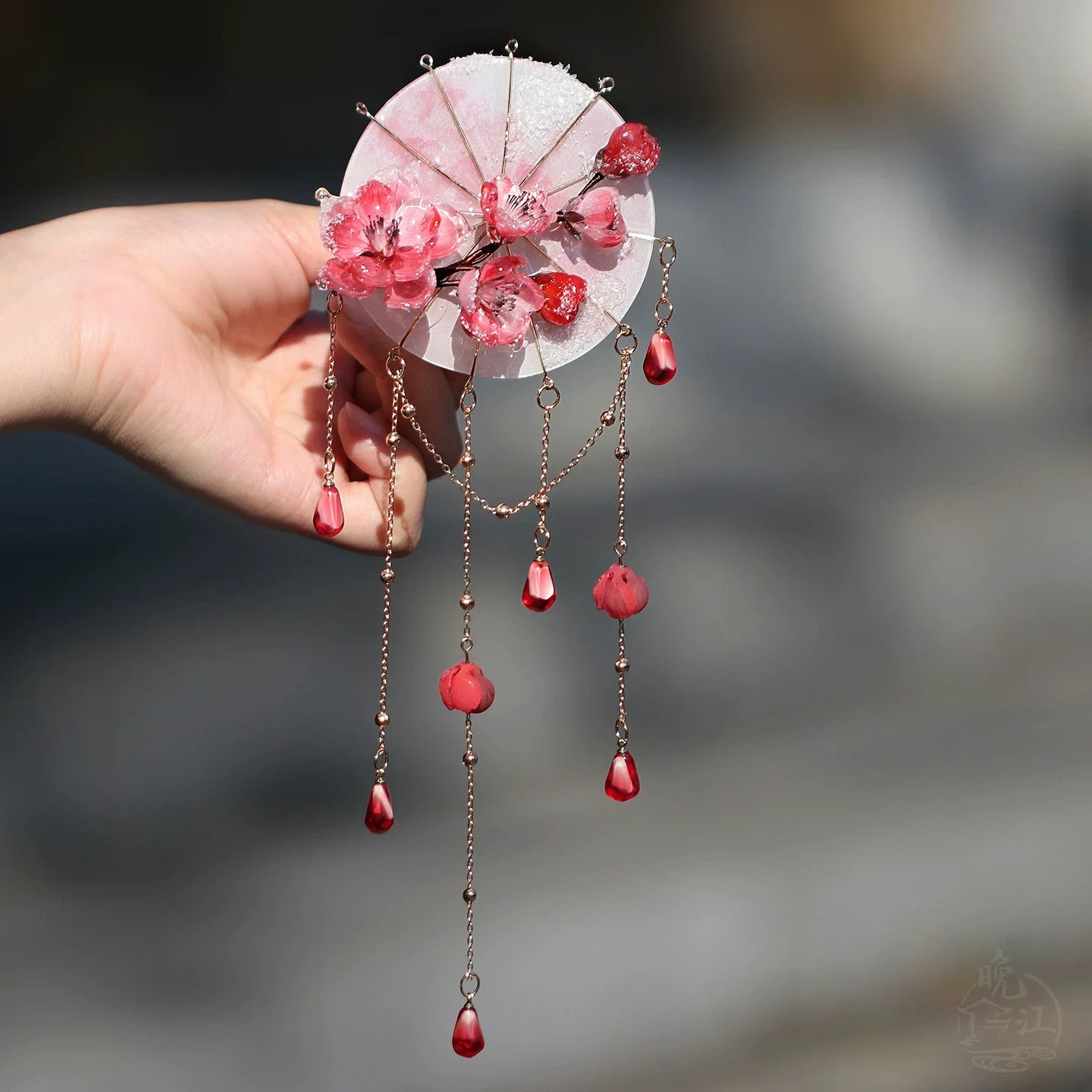 Plum Flowers and Umbrella Hair Stick | Ancient Chinese Hair Accessory