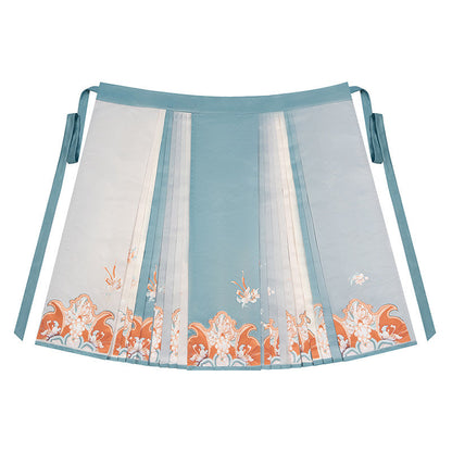 Ming Dynasty Embroidered Robe & Printed Mamian Skirt | Cloud Mirror 云外镜