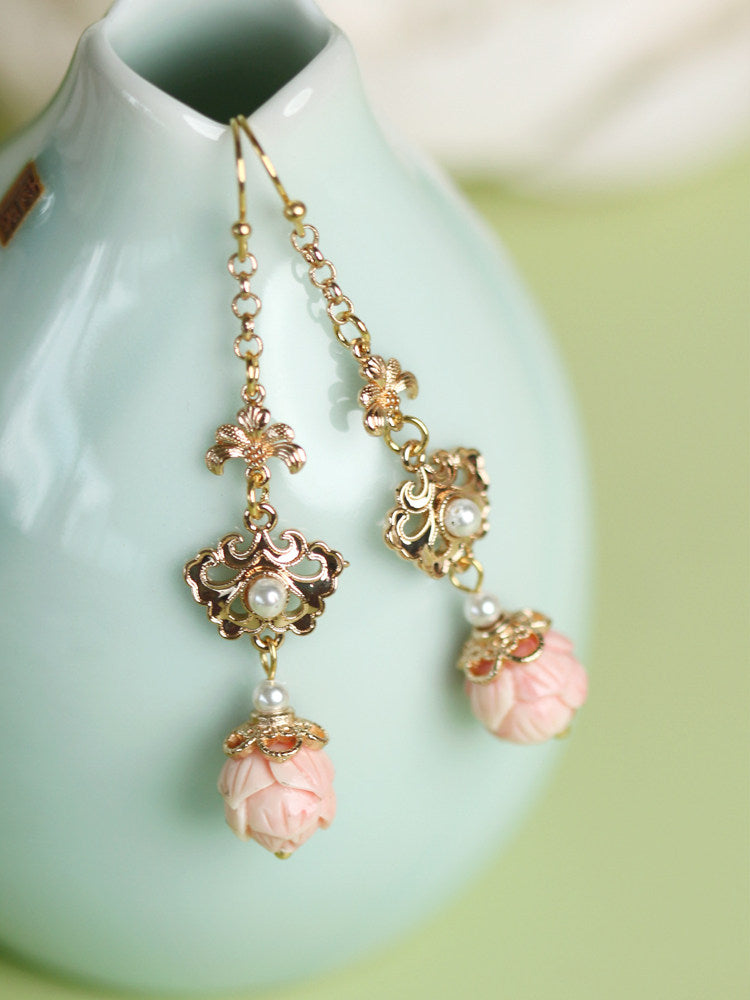 Regal Rose Earrings | Hanfu Jewelry