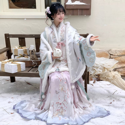 Ming Dynasty Bijia Pipa Sleeve Top & Mamian Skirt for Winter | Plum Blossom Date 赏梅有约