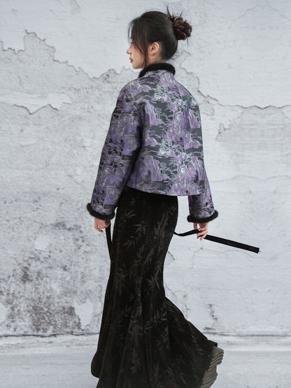 New Chinese Style V-Neck Butterfly Fringed Short Jacket for Autumn and Winter - Yinchuan 引川