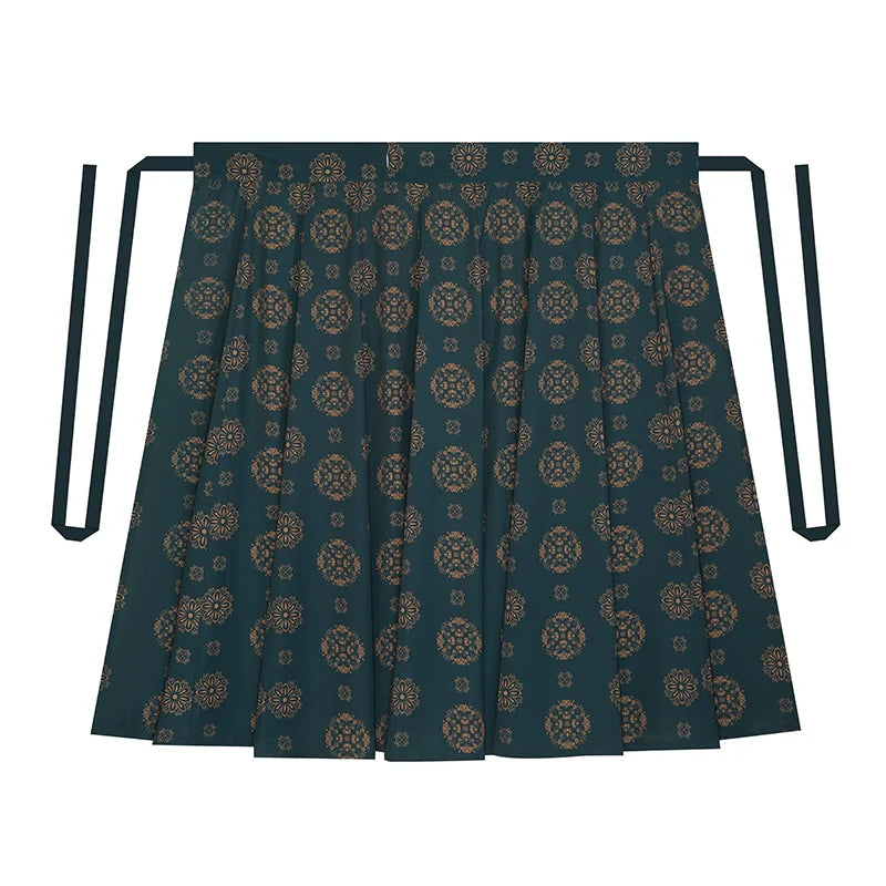 Tang Dynasty Modern Hanfu Set with Flowing Nine-Panel Skirt - Cuiying 翠映 (Preorder)