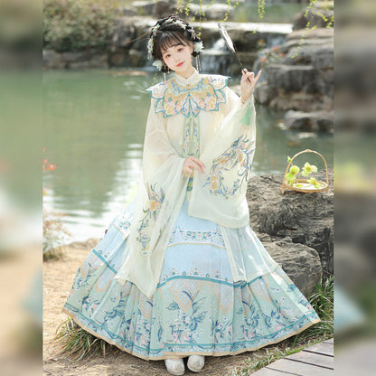 Ming Dynasty Summer Hanfu Set with Robe & Mamian Skirt | Huayao 兰花瑶