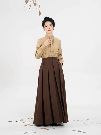 New Chinese Style Women Standing Collar Top, Mamian Skirt and Jacket - Windy Desert 长风漠州 (Preorder)