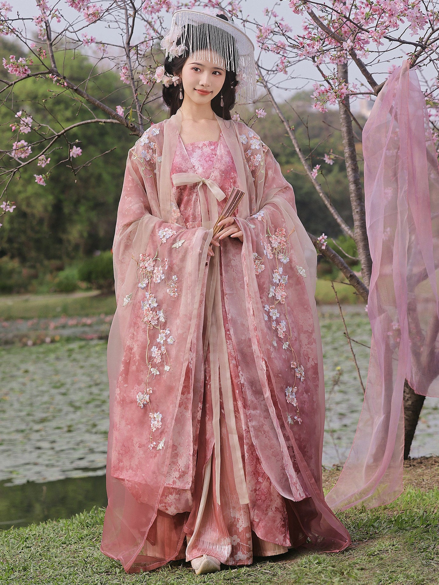 Moonlit Blossoms | Fairy Hanfu Set with Wide Sleeve Robes