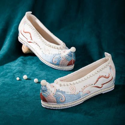 Waves - Embroidered Chinese Hanfu Shoes