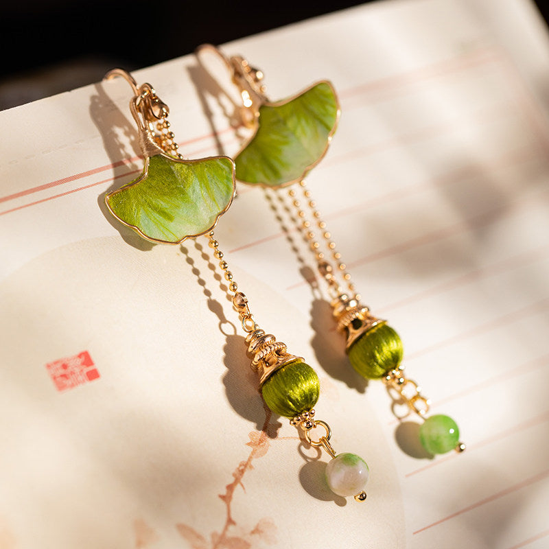 Sage Velvet Flower Earrings | Hanfu Jewelry