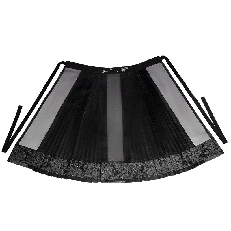 Chinese Long Sleeve Top & Sheer Mamian Skirt Outfit | Oriental Bone 东方骨