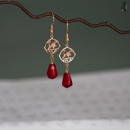 Birds and Scenery Antique Earrings | Hanfu Jewelry