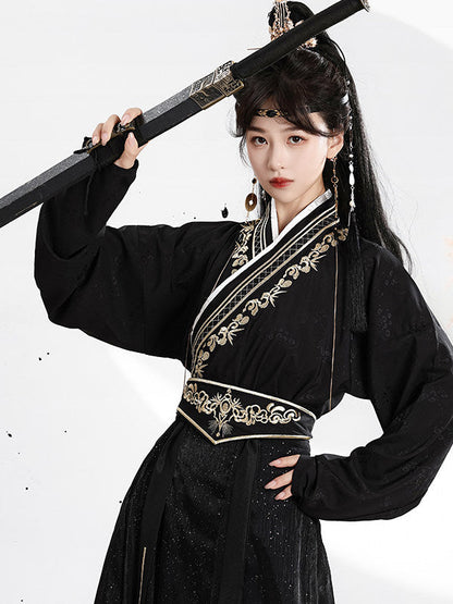 Wei Jin Dynasty Men and Women Qiyao Ruqun Hanfu | Starry Night 暗夜星辰