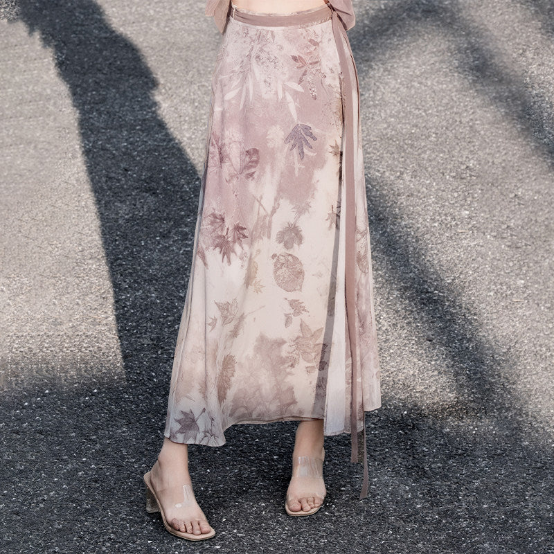 New Chinese Style Pink Puffy Top and A-line Skirt - Wilderness 旷野 (Preorder)