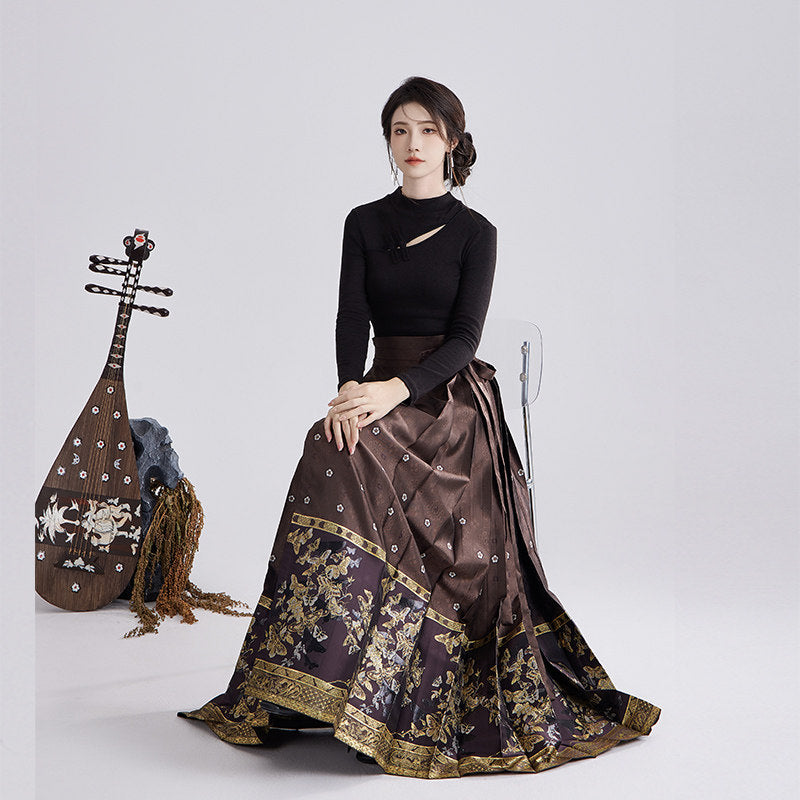Ming Dynasty Modern Hanfu and Mamianqun - Five Strings Pipa 五弦琵琶