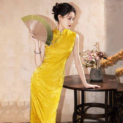 Sleeveless Floral Long Cheongsam | Empress