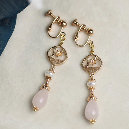 Retro Pearl Powder Earrings | Hanfu Jewelry
