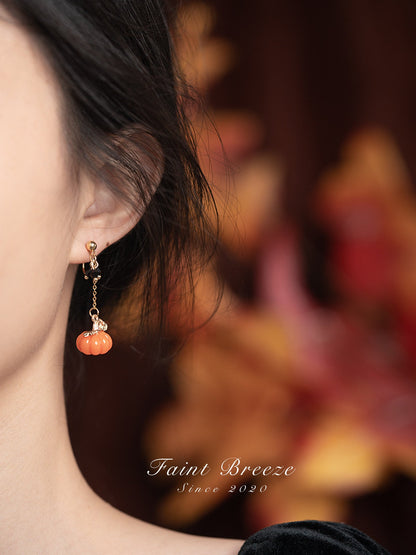 Pumpkin Lantern Stud Earrings | Hanfu Jewelry