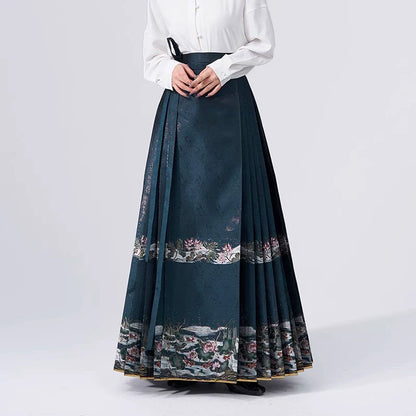 Chinese Blouse & Mamian Skirt Outfit | Drunk Star Lotus 醉星荷