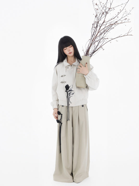 New Chinese Style Coat and Wide Leg Pants - Xuanci 玄刺