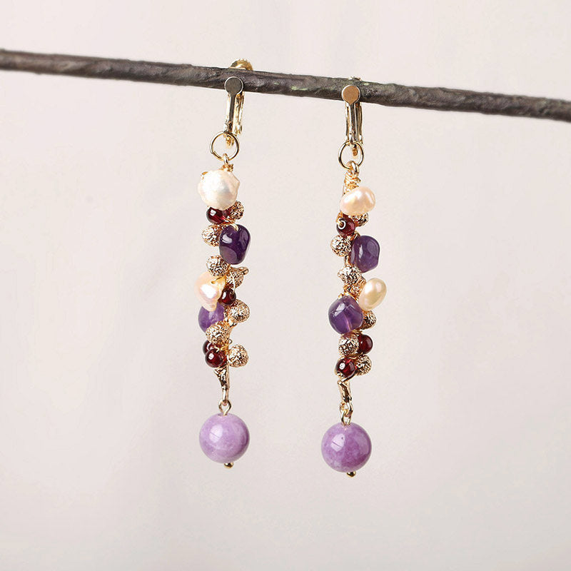 Lavender Pearl Drops Earrings | Cheongsam Jewelry