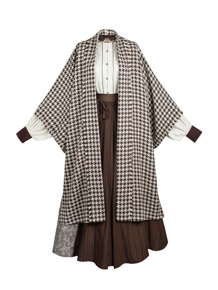 Song Dynasty Modern Hanfu Outerwear Changgan Temple Beizi and Wrap Skirt - 暖秋 Warm Autumn (Preorder)